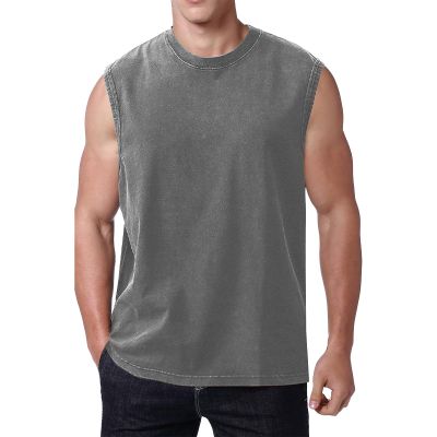 Men's Tank Top, Crew Neck, Workout, Lightweight, Breathable, Sleeveless, Gray, S