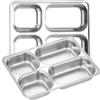 CALLARON 2-Piece Rectangular Stainless Steel Lunch Trays with Compartments, Silver view 1
