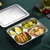 CALLARON 2-Piece Rectangular Stainless Steel Lunch Trays with Compartments, Silver view 4