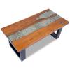 HETFTJN Teak Wood and Resin Coffee Table with Crushed Glass view 4