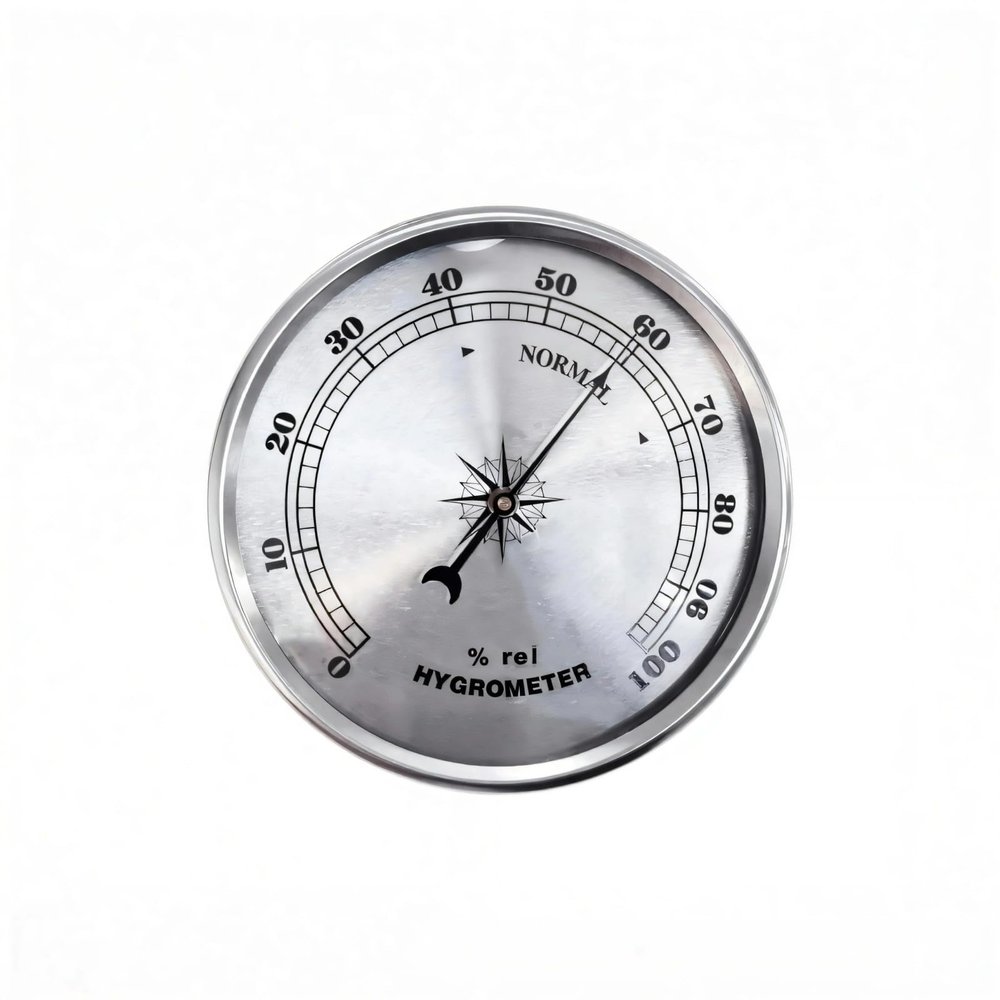 Easy-to-Read Analog Barometer/Hygrometer/Thermometer, Silver Metal, 90 mm