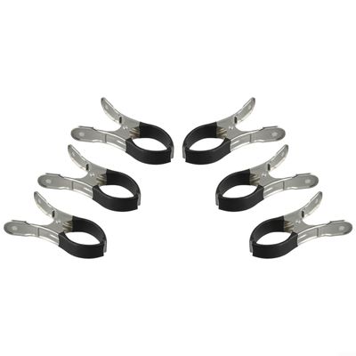 Pool Cover Clips, 6-Pack, Black, Stainless Steel, Secure Fastening for Above-Ground Pools