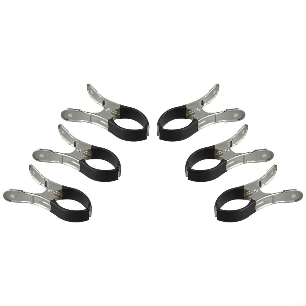 Pool Cover Clips, 6-Pack, Black, Stainless Steel, Secure Fastening for Above-Ground Pools