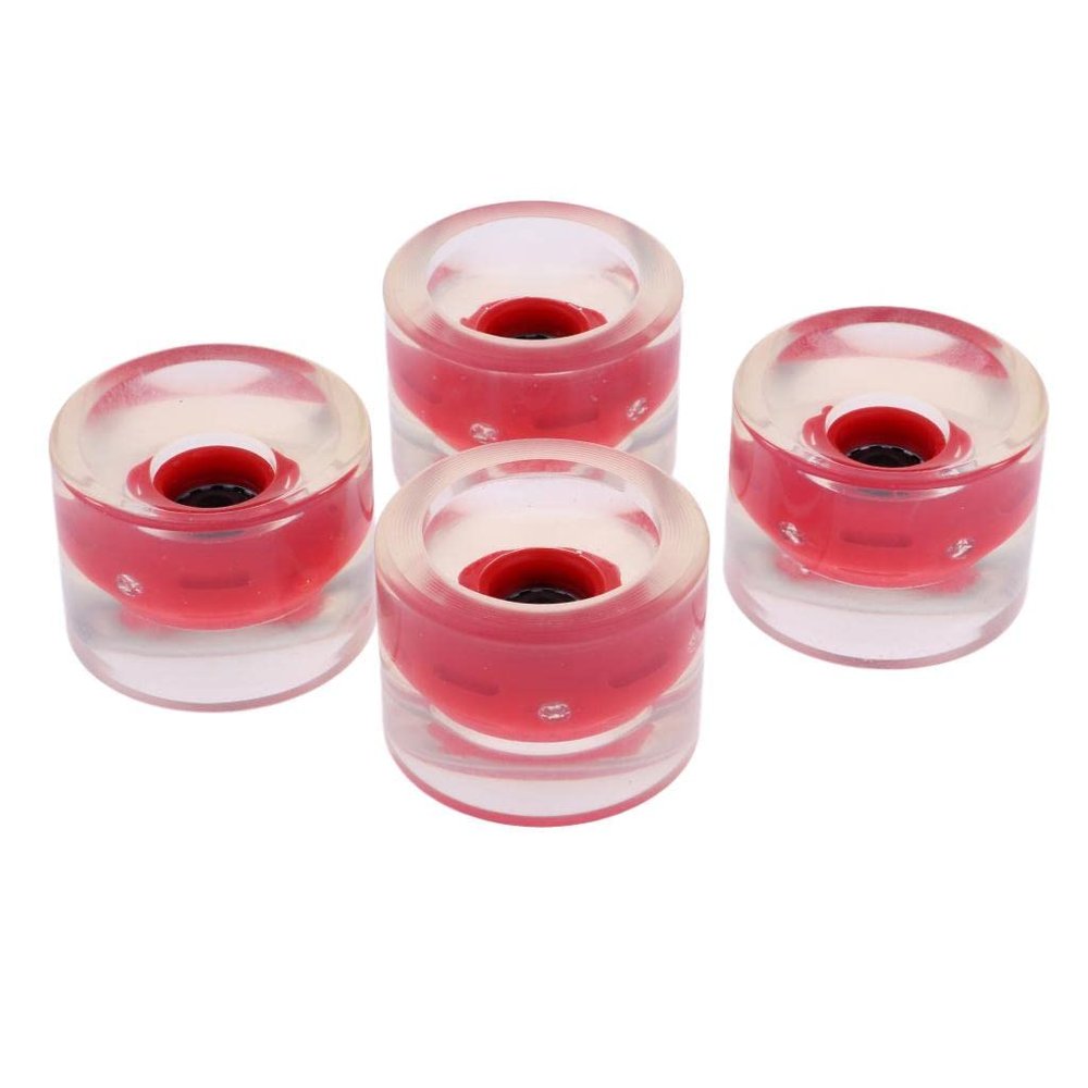 MFMEXUL 4-Piece Light-Up Longboard Wheels, 70 mm, 78A PU, Red