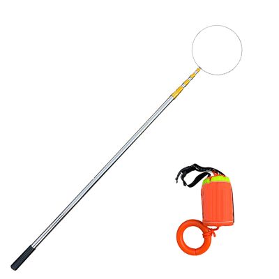 Adjustable Telescopic Pole with Safety Hook, 3 m Water Grabber for Beaches, Yachts and Lakes, Durable Silver