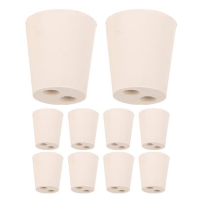 Alasum Conical Rubber Stoppers with Two Holes, 10-Pack