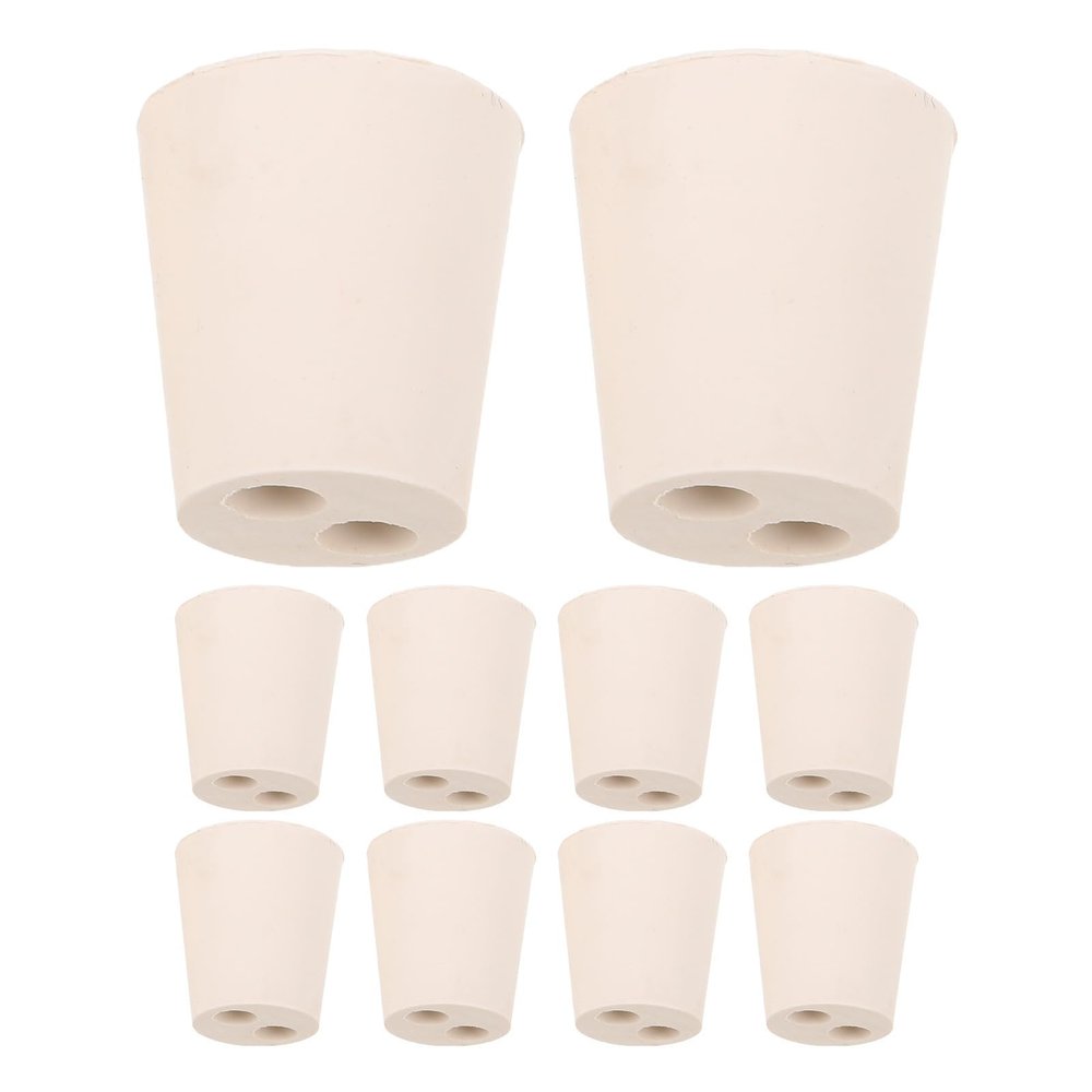 Alasum Conical Rubber Stoppers with Two Holes, 10-Pack