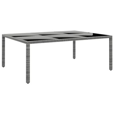 ZQQLVOO Gray Poly Rattan Garden Table with Tempered Glass Top, 200 x 150 x 75 cm