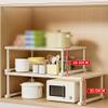 KiraKira Expandable Kitchen Cabinet Shelf Organizer, Adjustable Metal Stackable Rack for Plates and Cups, White view 2