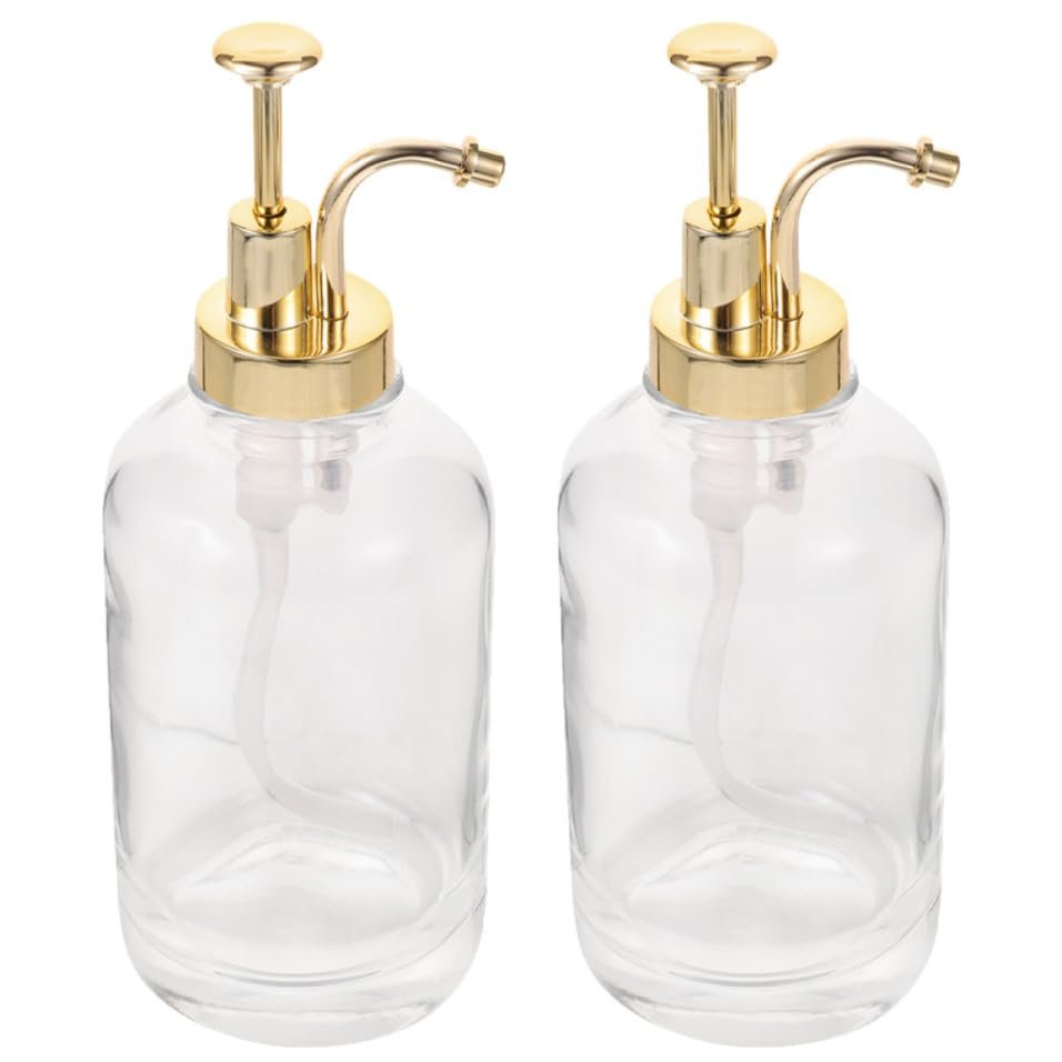 GLSTOY 2-Piece Glass Syrup Dispenser Set, 500 ml, Stainless Steel and PP Pump, for Home and Kitchen