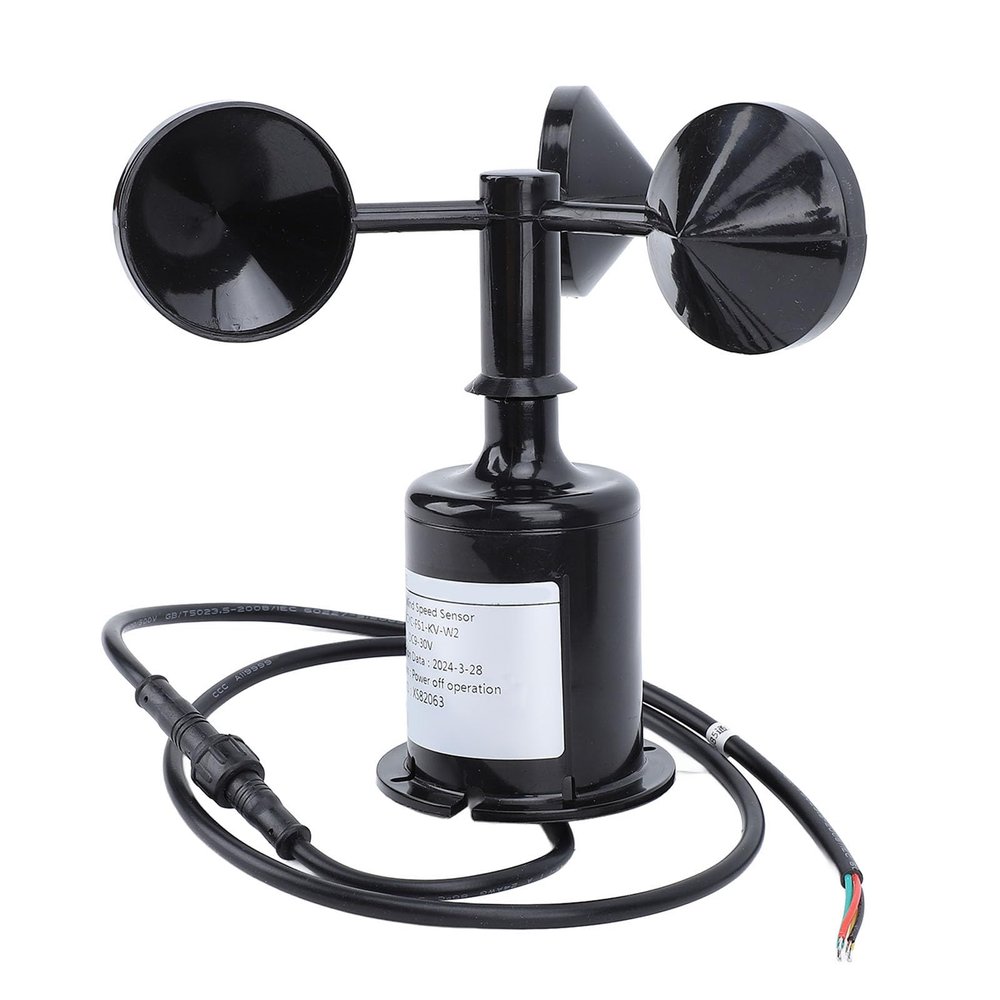 Zisemeil Professional High-Precision 3-Cup Wind Speed Sensor, 9–30 V