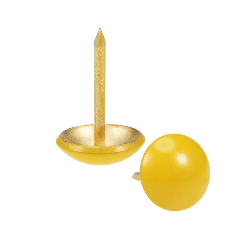 Upholstery Tacks, Decorative Furniture Nails, 100 Pieces, Yellow, 11 mm Head, 17 mm Long (Rosso)