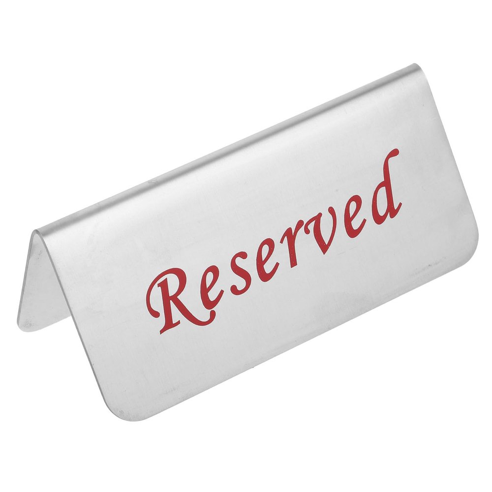 Toyvian Modern Stainless Steel Reserved Sign, Double-Sided Table Sign for Restaurants