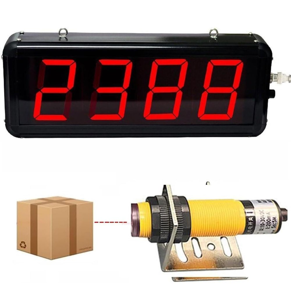 4-Digit Infrared Digital Counter with LED Display, up to 9999, for Industrial Production Lines and Conveyor Belts