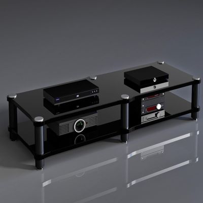 Modern Black Storage Cabinet with Stylish Shelves for Office, Living Room, or Recording Studio, 120 x 48 x 37 cm