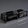 Modern Black Storage Cabinet with Stylish Shelves for Office, Living Room, or Recording Studio, 120 x 48 x 37 cm view 1