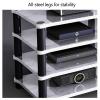 Modern Black Storage Cabinet with Stylish Shelves for Office, Living Room, or Recording Studio, 120 x 48 x 37 cm view 2
