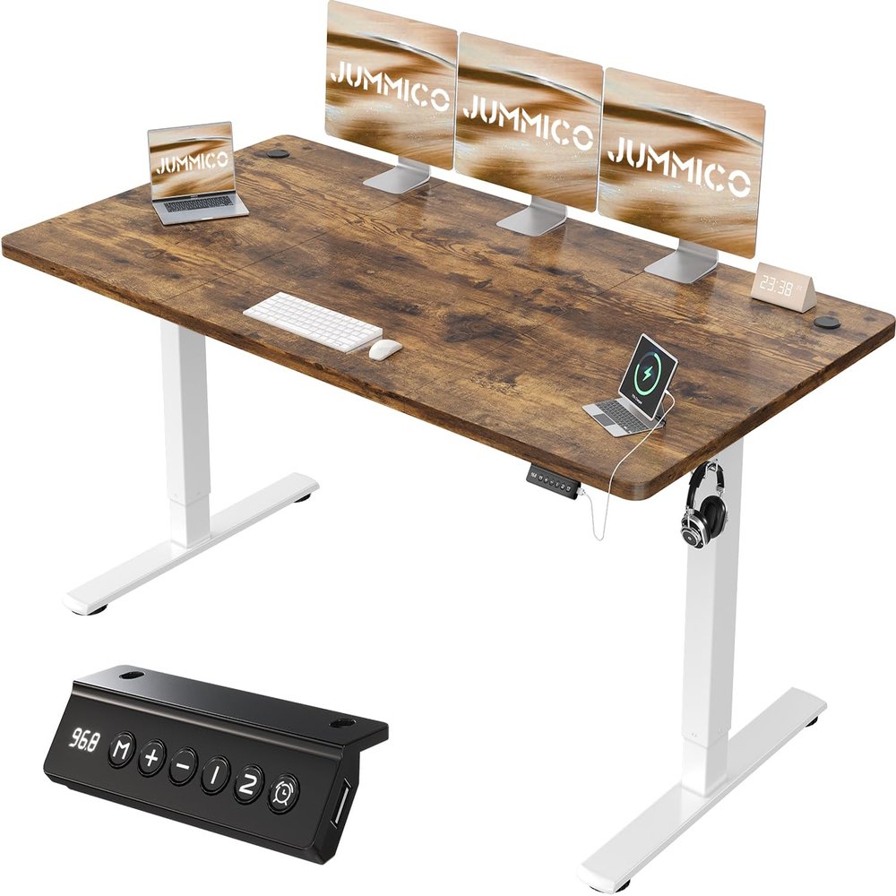 JUMMICO Height-Adjustable Desk 180 x 80 cm with USB-A Port