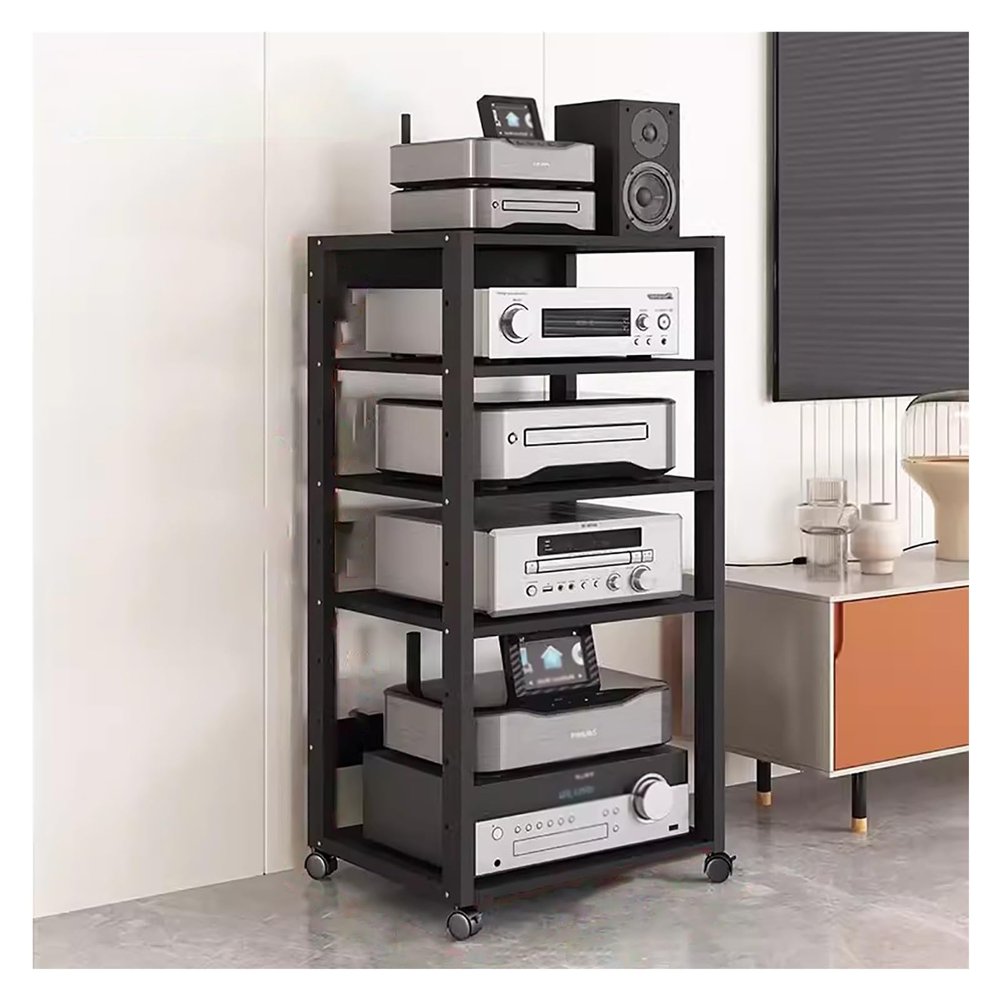 5-Tier Audio/Video Rack, AV Stereo Media Tower and Turntable Console with Adjustable Shelves (5-Tier-2)