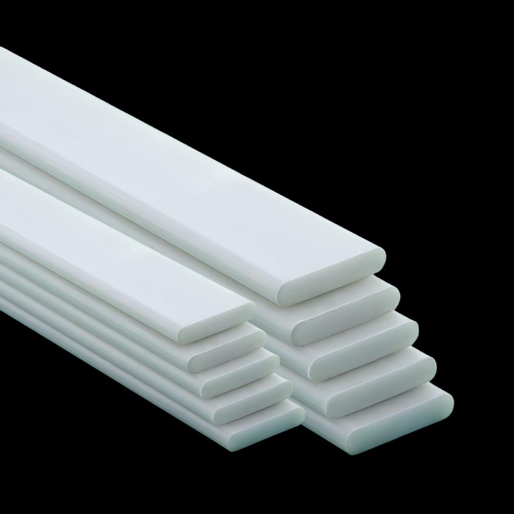 Purzen Fiberglass Composite Flat Bar, White, Rounded Edge, 500 mm, 3 mm × 19 mm