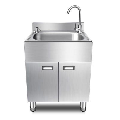 CSXSXAUO Commercial Kitchen Sink with Cabinet and Faucet, Freestanding Stainless Steel Hand-Washing Station, Outdoor Sink for Kitchen, Bathroom, Garage, Restaurant (53 × 38 cm/20.8 × 14 in)