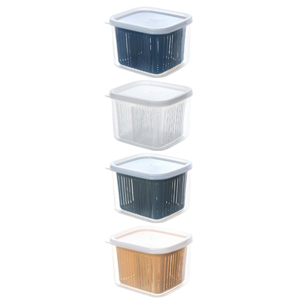 jojofuny Food Storage Containers for Ginger and Garlic with Drain Baskets, 4-Piece Set