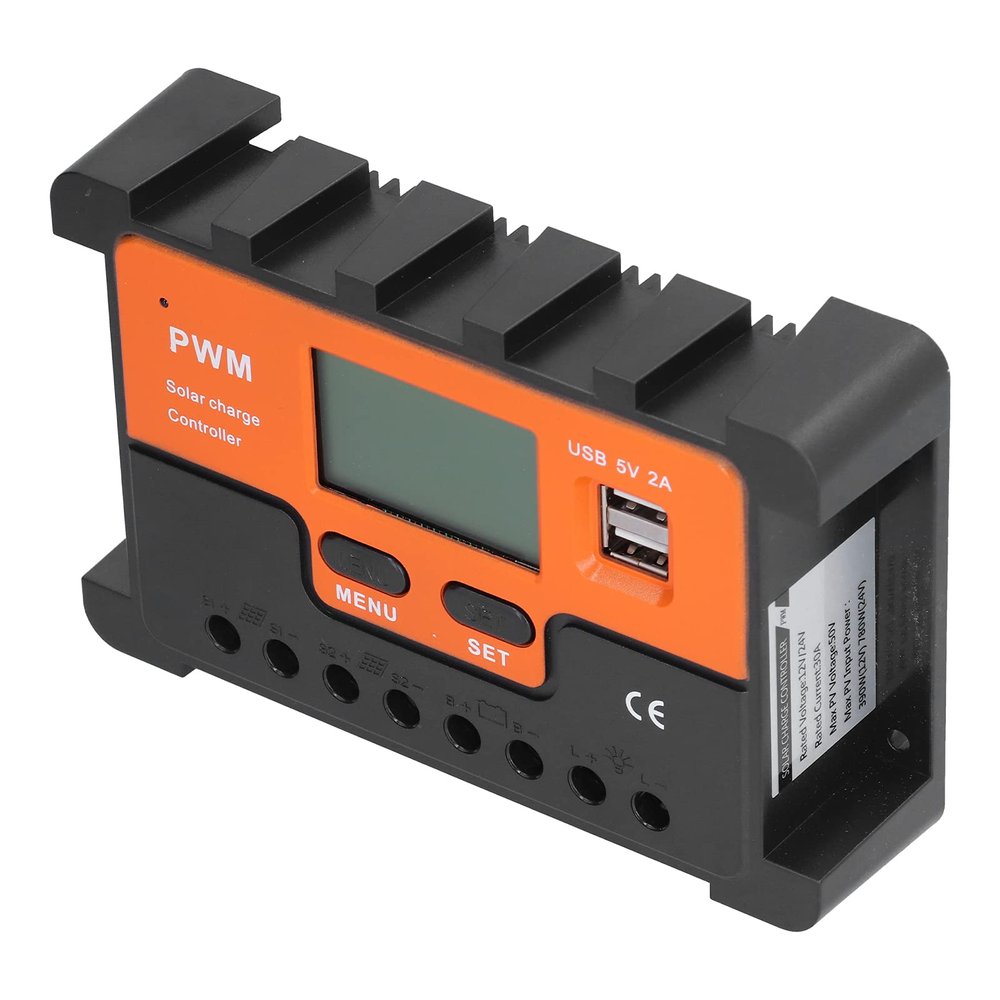 KUIDAMOS 30 A Solar Charge Controller with Adjustable LCD Display and Dual USB Output