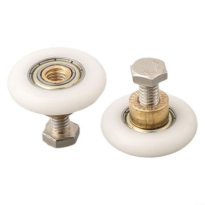 Sileduove Shower Door Rollers, Glass Door Wheels, Shower Room Pulley Replacement Set, Smooth Nylon Exterior, Brass Center, 19/27 mm Diameter, Fits 23 mm