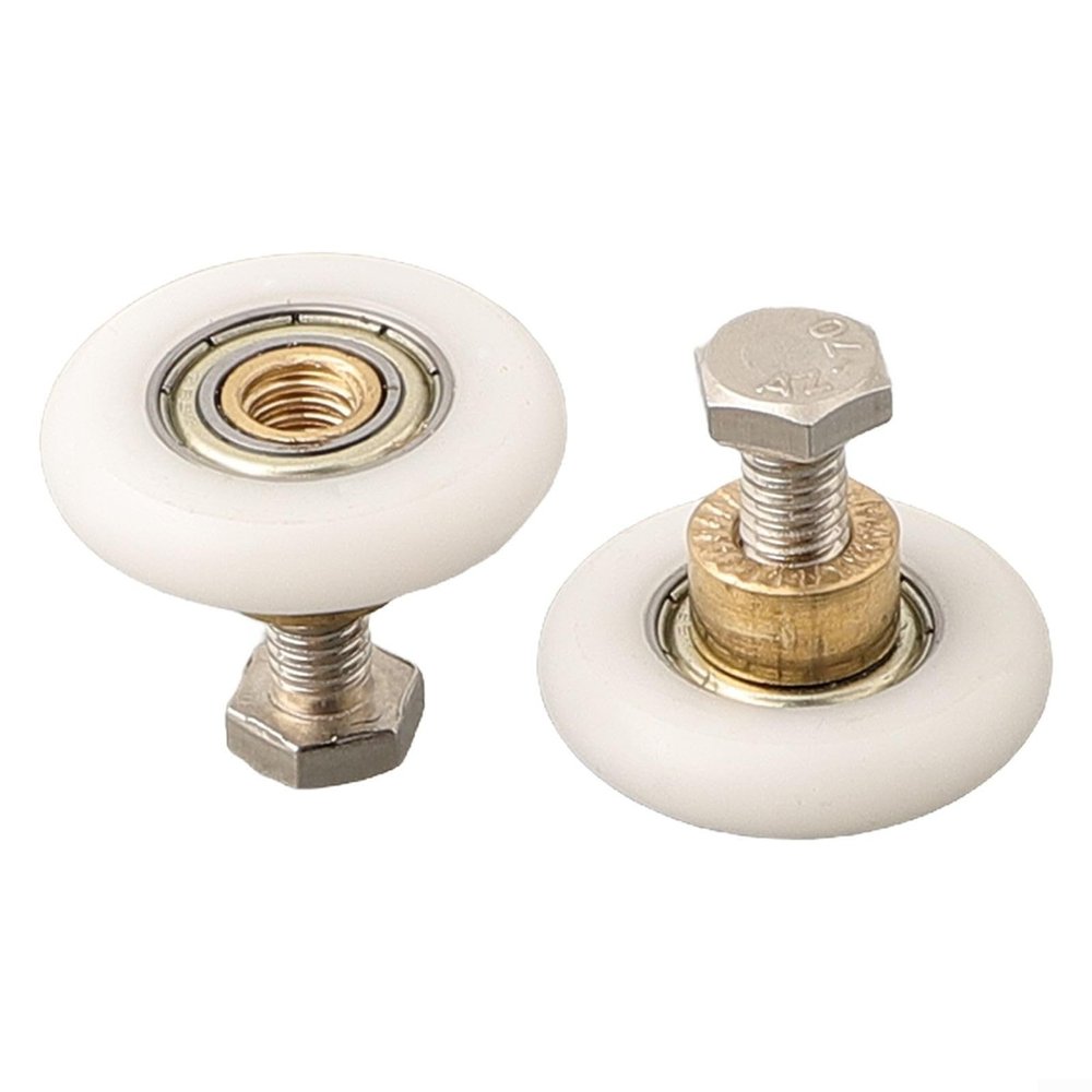 Sileduove Shower Door Rollers, Glass Door Wheels, Shower Room Pulley Replacement Set, Smooth Nylon Exterior, Brass Center, 19/27 mm Diameter, Fits 23 mm