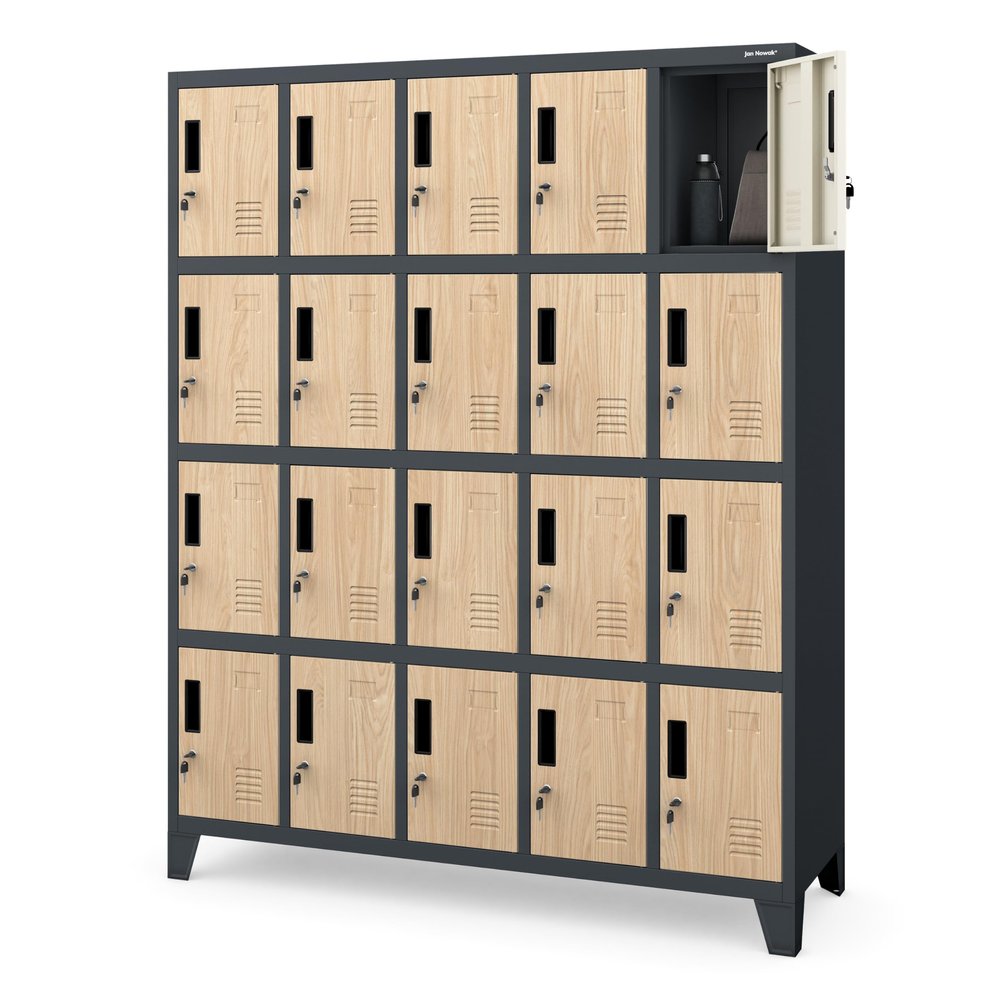 Jan Nowak Metal Locker Cabinet for 20 Users, Lockable, 172 x 136 x 45 cm