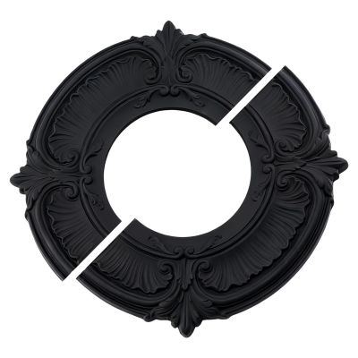 Generic Decorative Ceiling Medallion, Split Black Lampshade