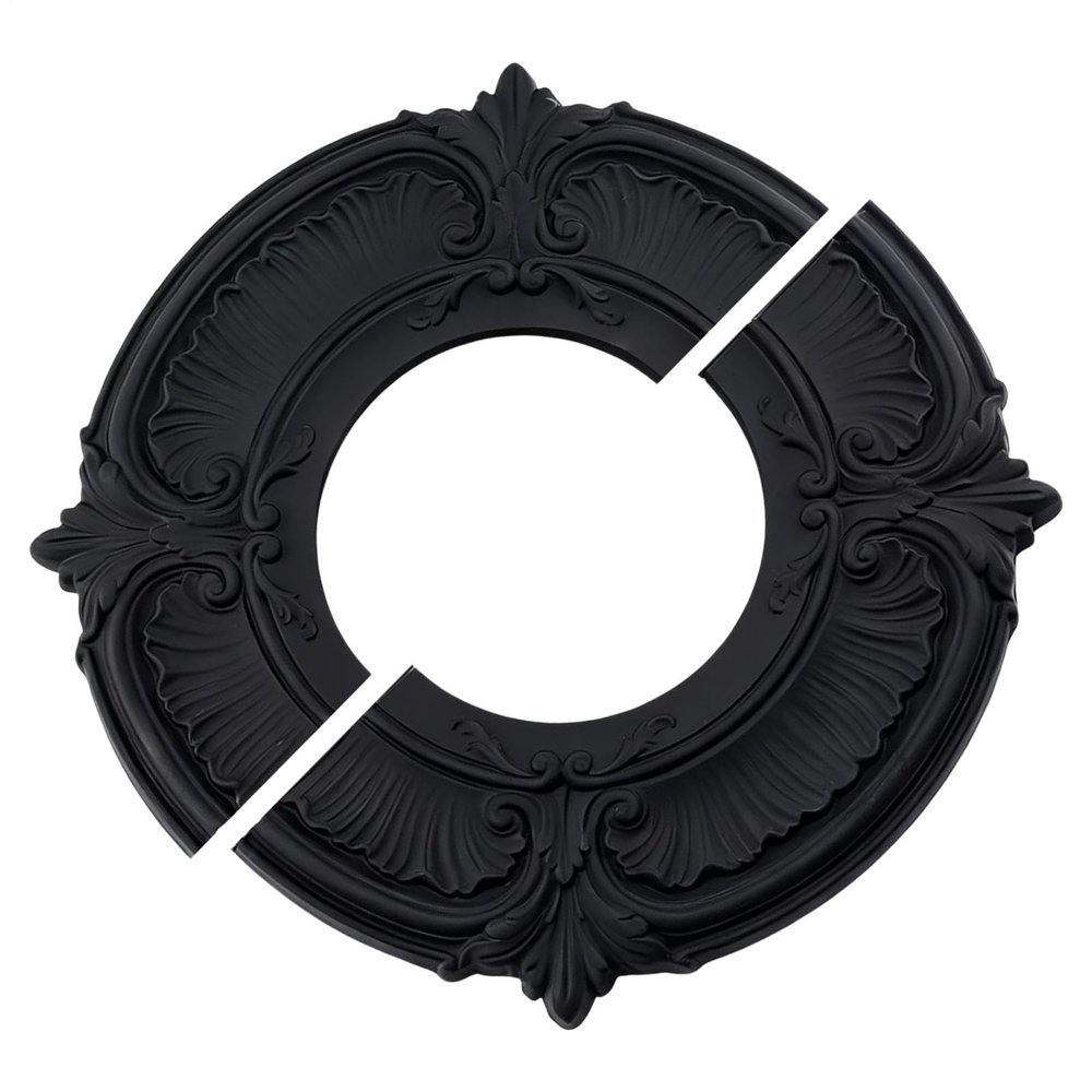 Generic Decorative Ceiling Medallion, Split Black Lampshade