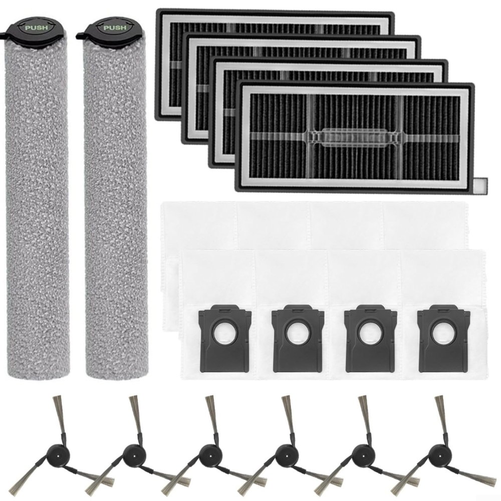 Nexbrill Replacement Parts Kit for MOVA S70 Roller, S70 Ultra Roller and S70 Pro Roller, Mop Rollers, Side Brushes, HEPA Filters and Dust Bags, 3 L, 20-Piece Set (B)