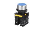 22 mm Waterproof Momentary/Self-Resetting/Self-Locking Flat Round-Head Push Button Switch, 10 A, 1NO/1NC, Blue, 1NO view 1