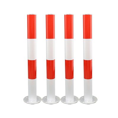 High-Visibility Metal Safety Bollard with Reflective Stripes