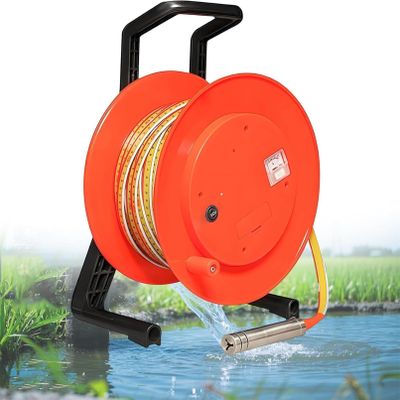 Groundwater Level Meter, 10–300 m Water Depth Meter, Electronic Well Water Meter with Steel Tape and Fixed Probe