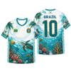 Brazil Soccer T-Shirt 2026 Men's/Women's Jersey with 3D Flag Print view 1