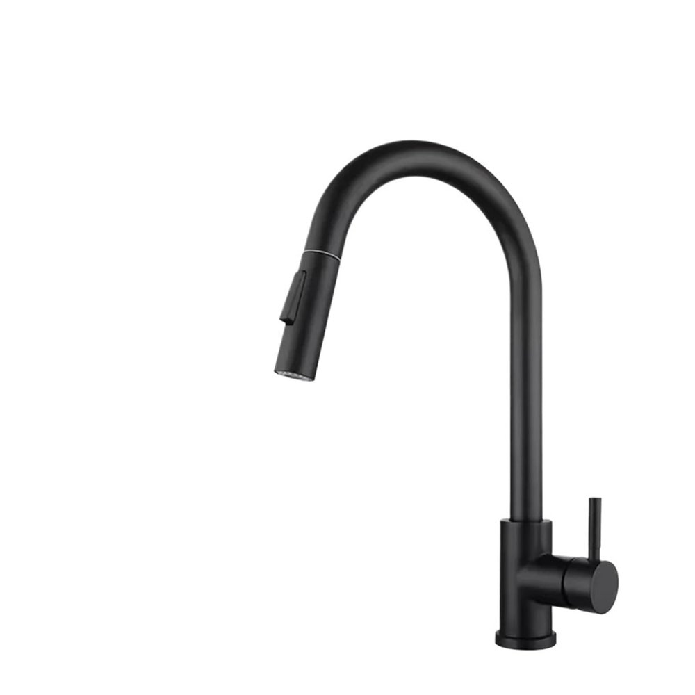 Kitchen Faucet with Pull-Out Function, Brushed Nickel Stainless Steel, Black, Mixer Faucet for Sink (WHITE)