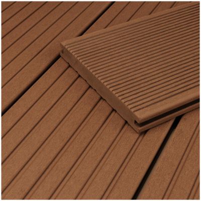 HORI WPC Patio Decking Complete Set, Solid BPC Boards with Substructure and Clips