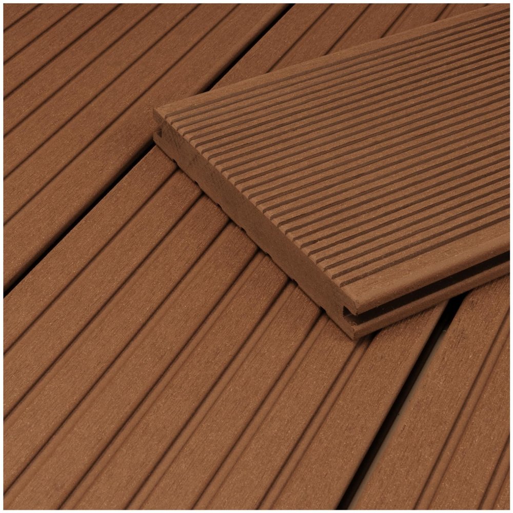 HORI WPC Patio Decking Complete Set, Solid BPC Boards with Substructure and Clips