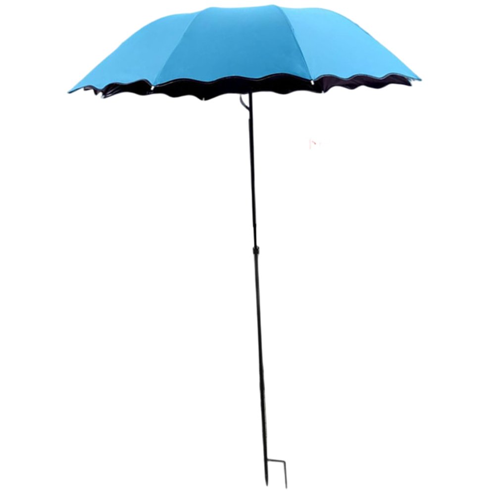 Tapallmy Plant Umbrella, Foldable Travel Umbrella with UV Protection, Height-Adjustable with Ground Spike, Ideal for Garden, Fishing and Beach, Blue