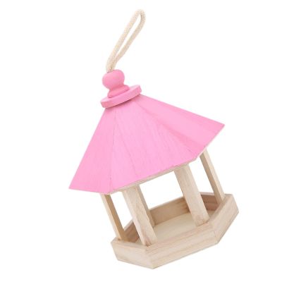 Cryfokt Wooden Birdhouse with Roof, Durable Design, Hanging Outdoor House, for the Garden, 1 Unit (PINK)