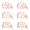 Tressify 6-Pack Women's Bouffant Caps, Red Cherry Blossom, Cotton, Adjustable Tie view 1