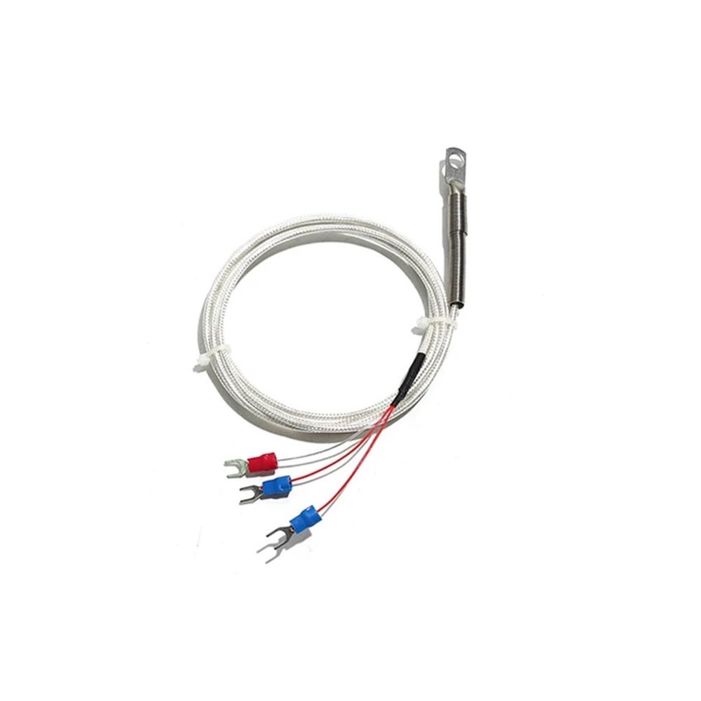 Waterproof Grounded K-Type Thermocouple Probe, PT100-Type Patch Surface Thermocouple, K/E-Type Cold-Compression Sensing Unit, Temperature Sensor, 5 mm/6 mm Round-Hole Probe (PT100, 4 m Cable)