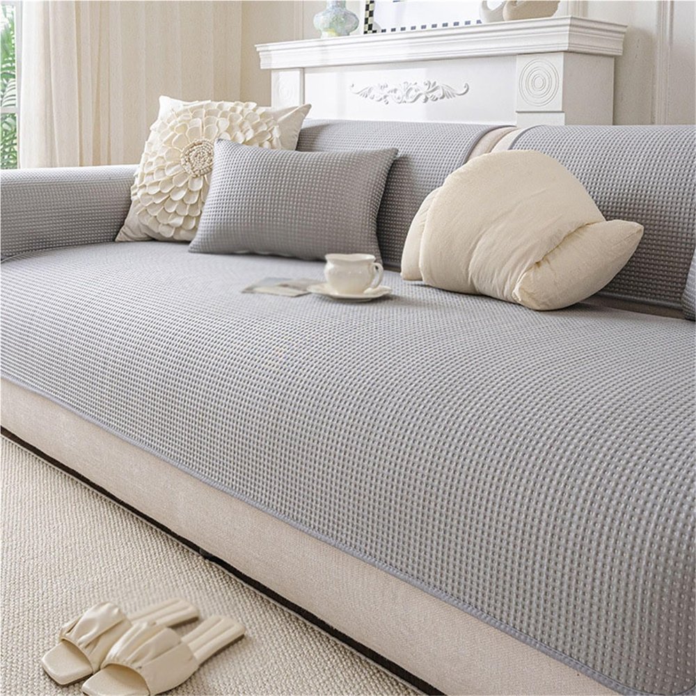 Cooling Sofa Mat, Non-Slip Silicone Backing, Breathable, Washable (Gray, 70 × 210 cm)