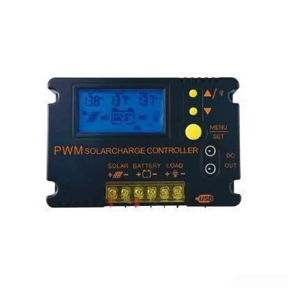 30 A PWM Solar Charge Controller, 12 V/24 V Auto-Detect, LCD Backlight, Dual USB 5 V/2 A