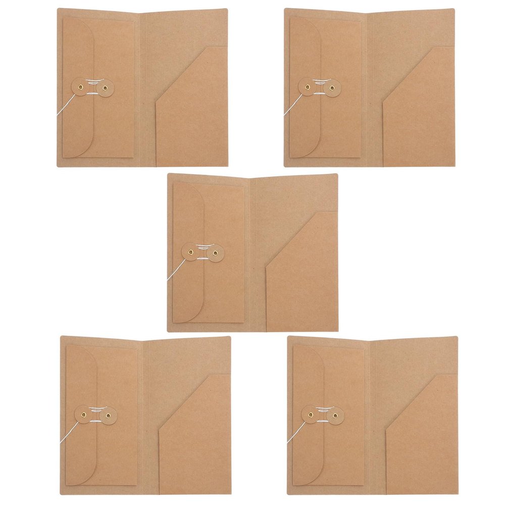 5-Pack Kraft Paper Travel Notebook Inserts with Double Pockets