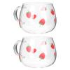 Strawberry Glass Drinking Cups, 400 ml, Transparent Red, 2-Piece Set for Christmas Parties view 1