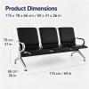 Yqyc 3-Seat Reception Bench with Armrests and Upholstery, Metal Frame, for Offices & Salons, Supports up to 600 kg, 175 x 78 x 66 cm view 2