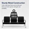 Yqyc 3-Seat Reception Bench with Armrests and Upholstery, Metal Frame, for Offices & Salons, Supports up to 600 kg, 175 x 78 x 66 cm view 4